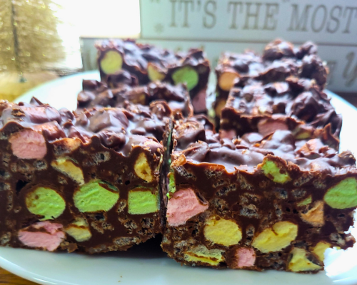 rocky road bars on a plate