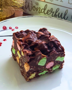 rocky road bar on a plate